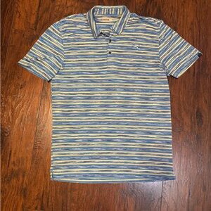 Puma Men’s Sports Lifestyle Blue Striped Athletic Short Sleeve Polo Shirt Sz L